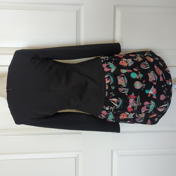 Veeko Black Long Sleeve Dress with Colorful Balloon Print Skirt - Picture 5 of 9